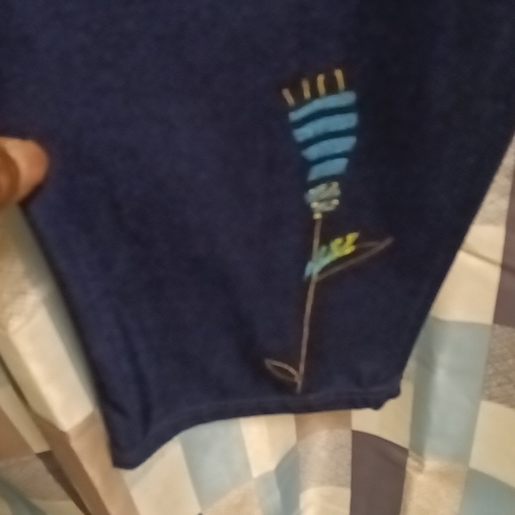 CoConut BAY navy 2-pc pantsuit w metallic floral embroidered designs Size Small - Picture 7 of 14